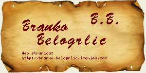 Branko Belogrlić vizit kartica